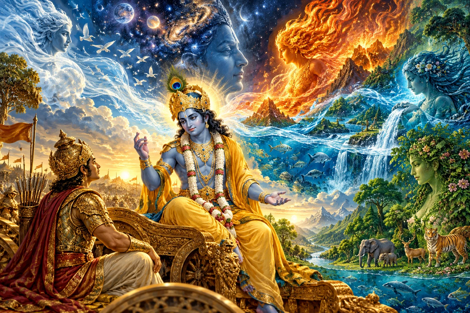 A visual interpretation of Bhagavad Gita Chapter 7, Jnana Vijnana Yoga