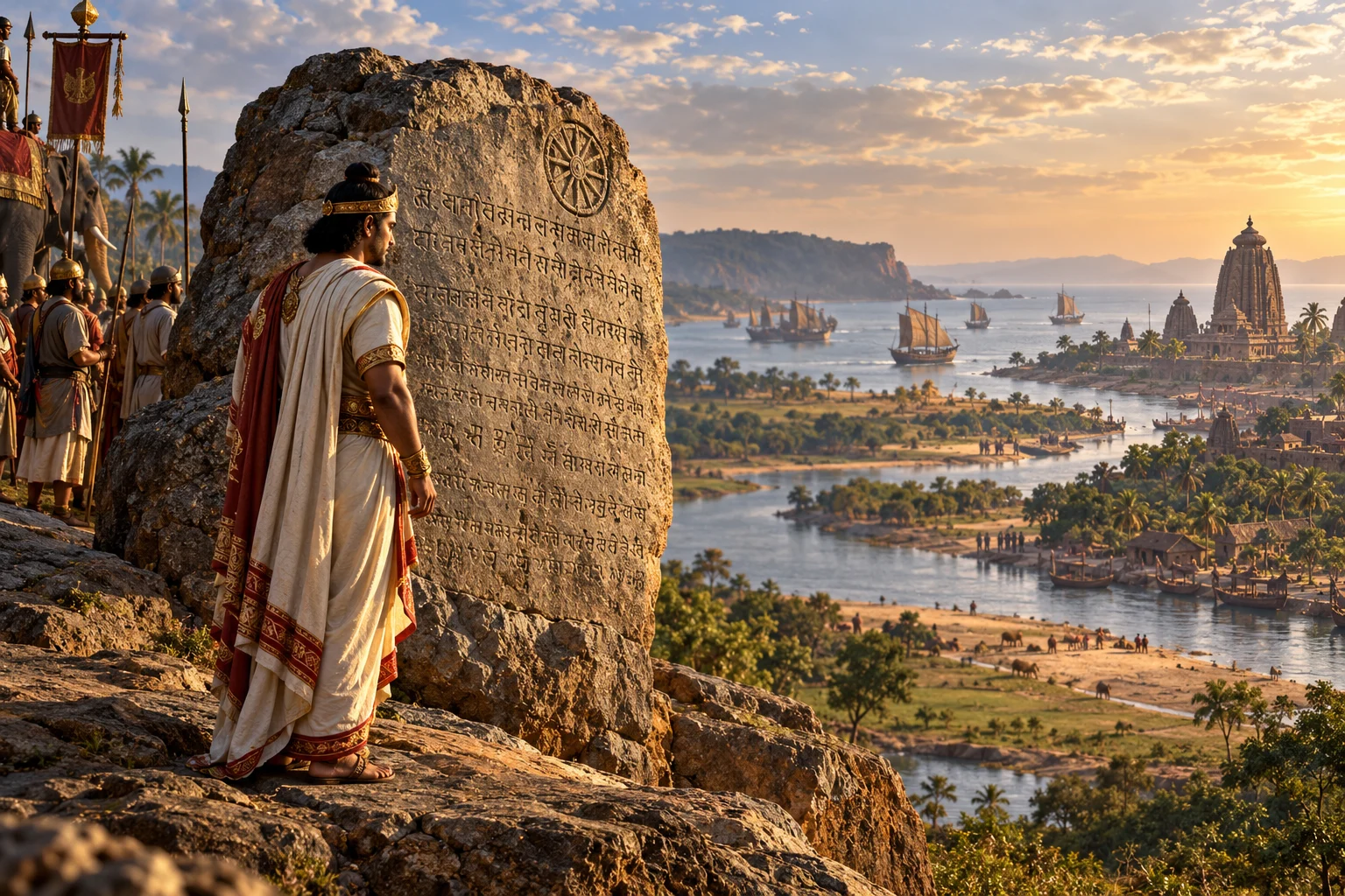 An Ashokan rock edict overlooking the historic Kalinga landscape and temple coast