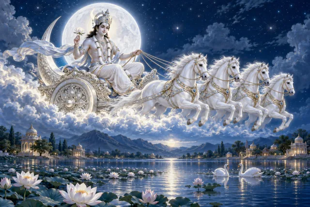 A devotional interpretation of Chandra Mantra (Om Shraam Shreem Shraum Sah Chandraya Namah) for Chandra