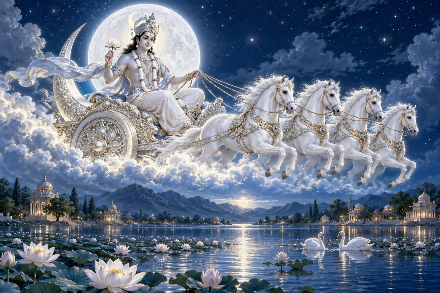 A devotional interpretation of Chandra Mantra (Om Shraam Shreem Shraum Sah Chandraya Namah) for Chandra