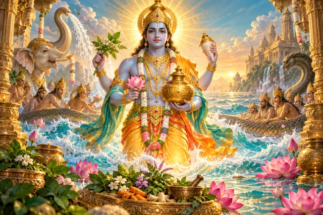A devotional interpretation of Dhanvantari Mantra (Om Dhanvantaraye Namah) for Dhanvantari