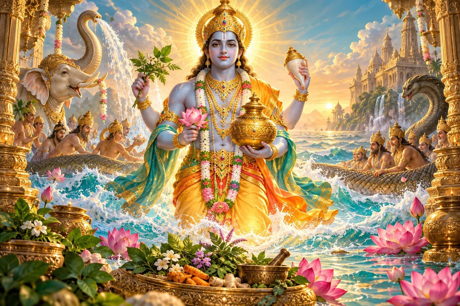 A devotional interpretation of Dhanvantari Mantra (Om Dhanvantaraye Namah) for Dhanvantari