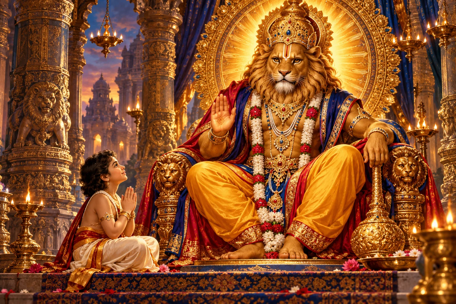 A devotional interpretation of Narasimha Mantra (Om Ugram Viram Mahavishnum) for Narasimha
